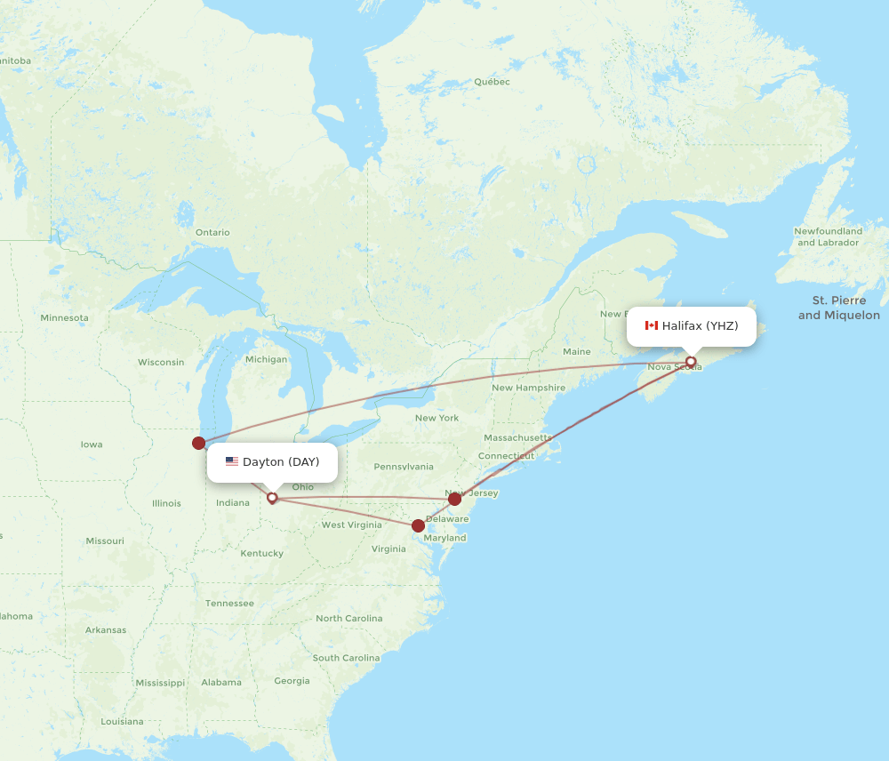 DAY-YHZ flight routes