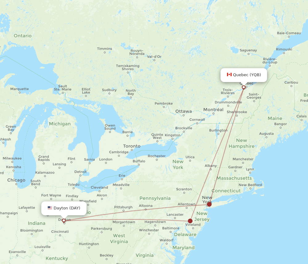 DAY-YQB flight routes