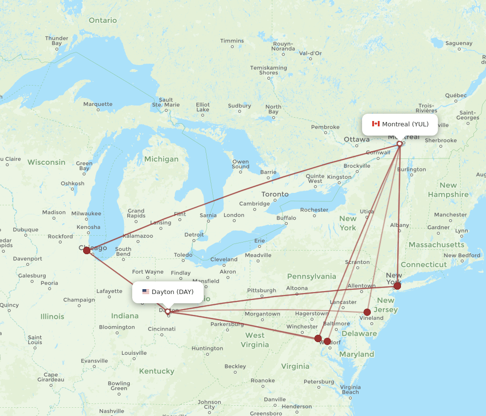 DAY-YUL flight routes