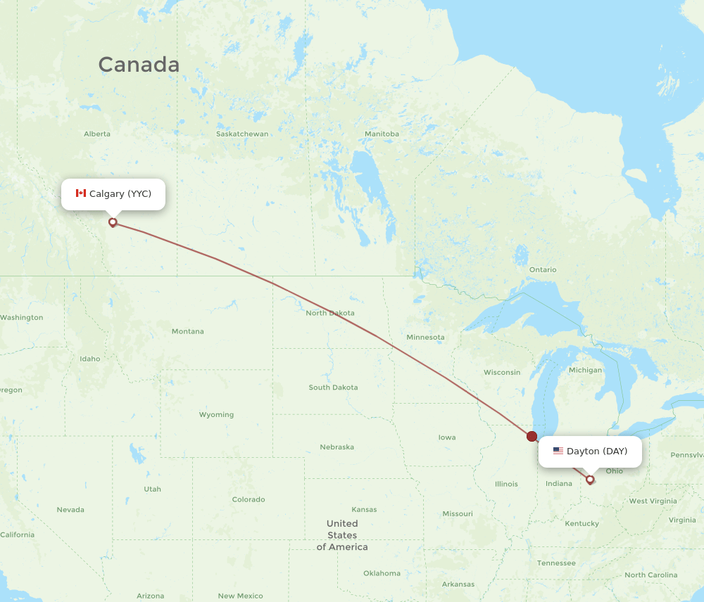 DAY-YYC flight routes