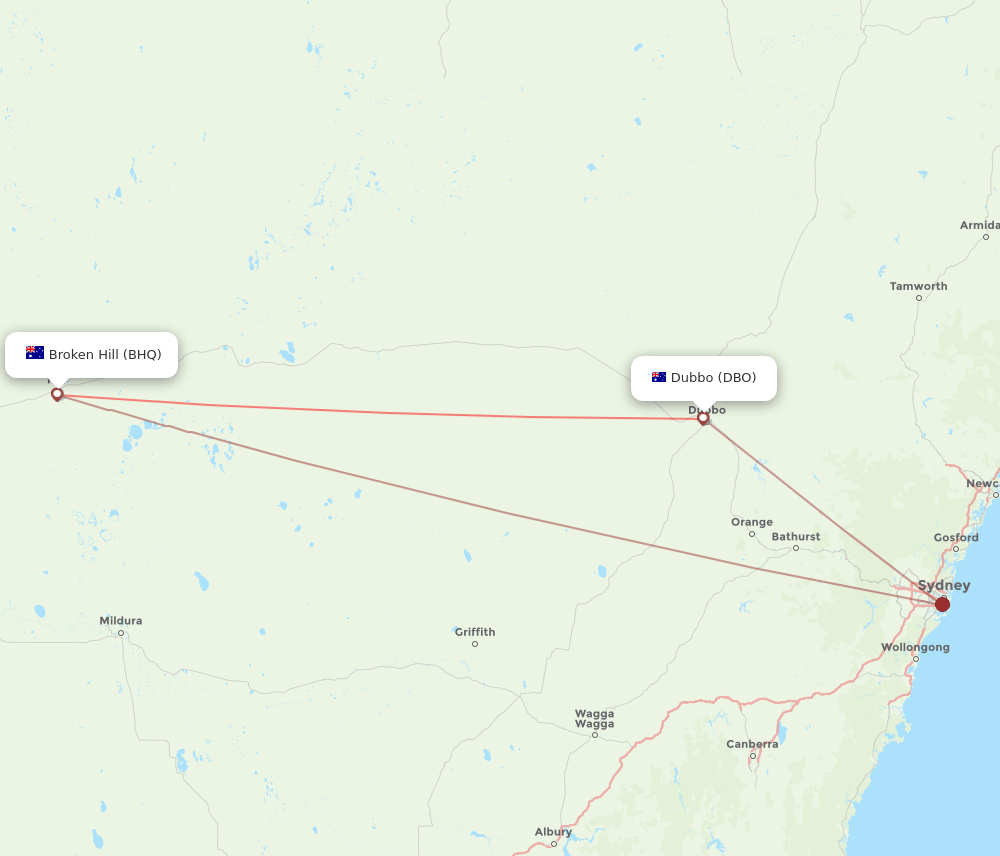 DBO to BHQ flights and routes map