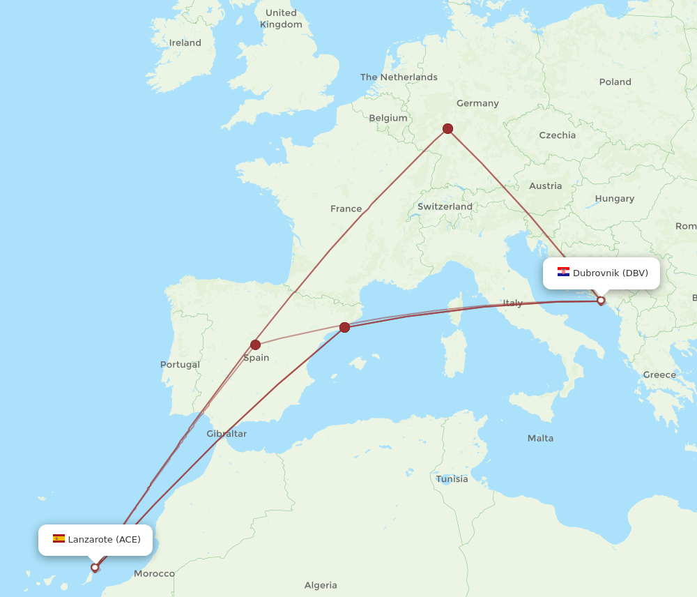 DBV-ACE flight routes