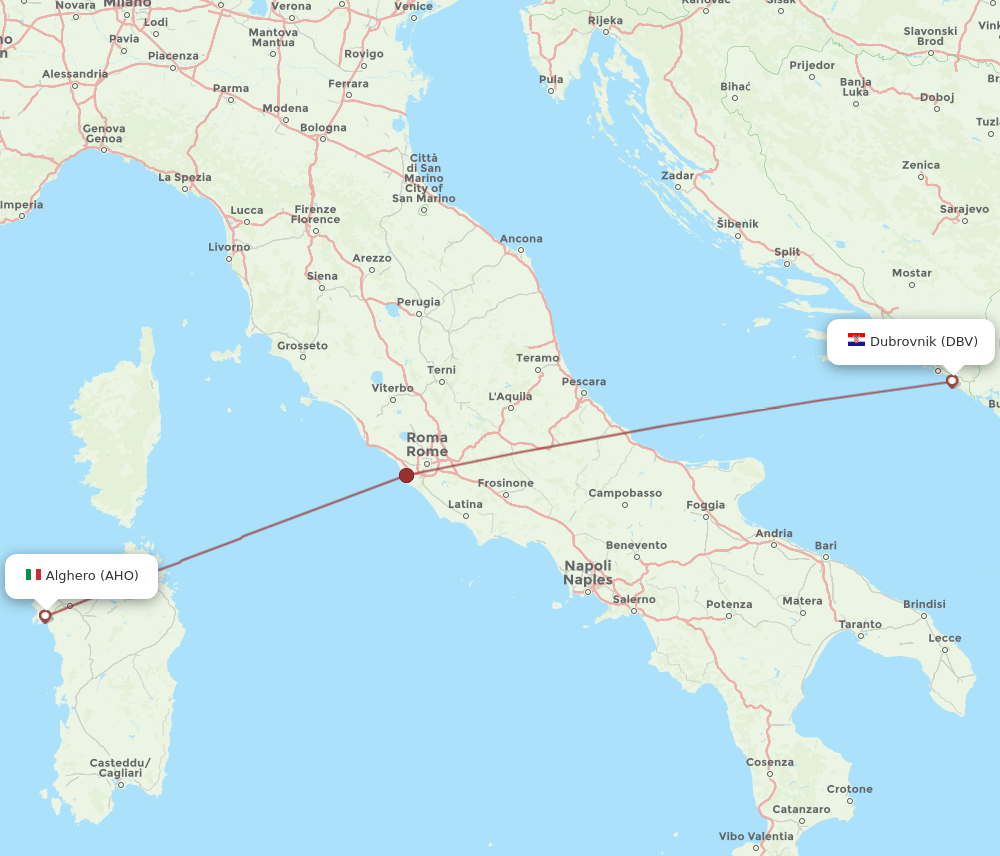 DBV-AHO flight routes