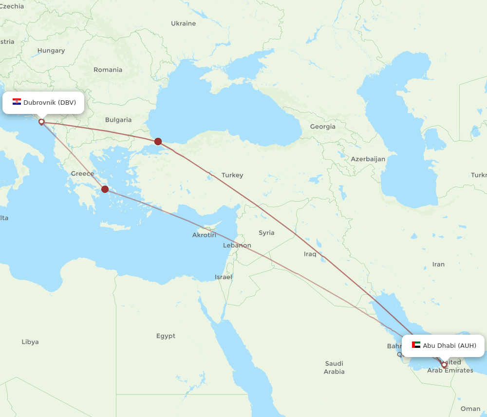 DBV-AUH flight routes