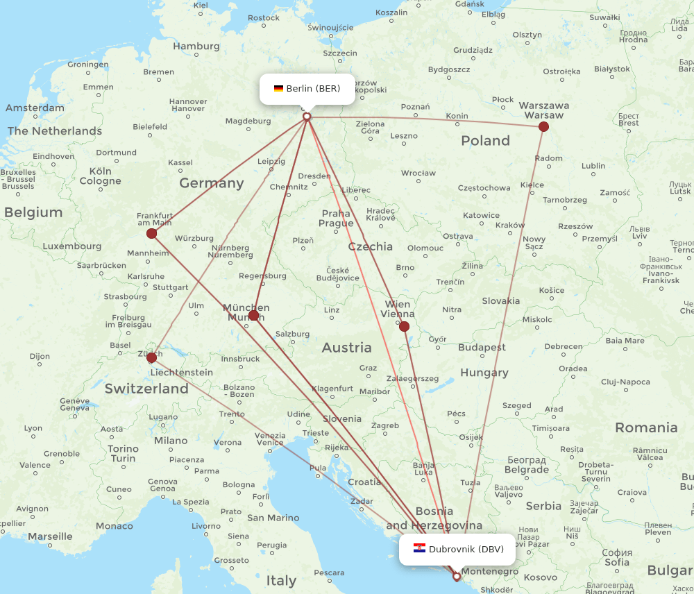 DBV-BER flight routes