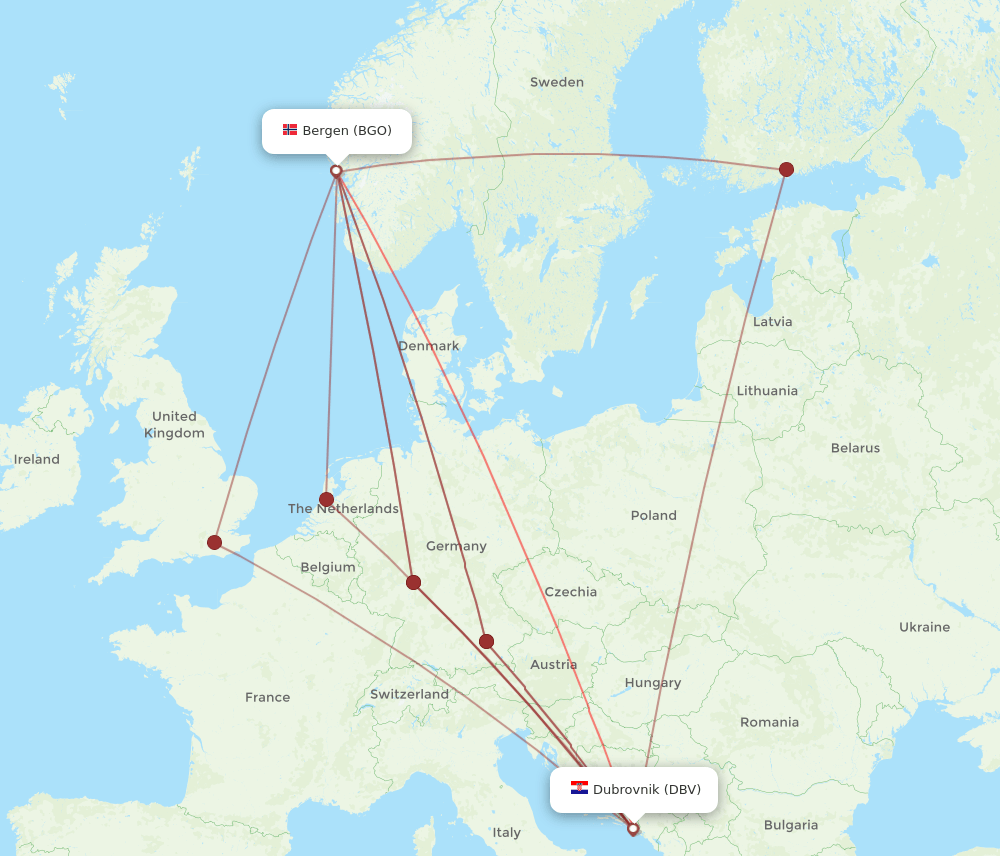 DBV-BGO flight routes