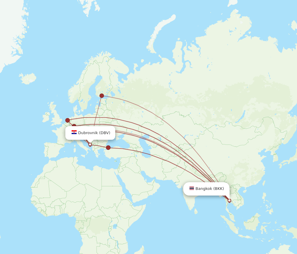 DBV-BKK flight routes