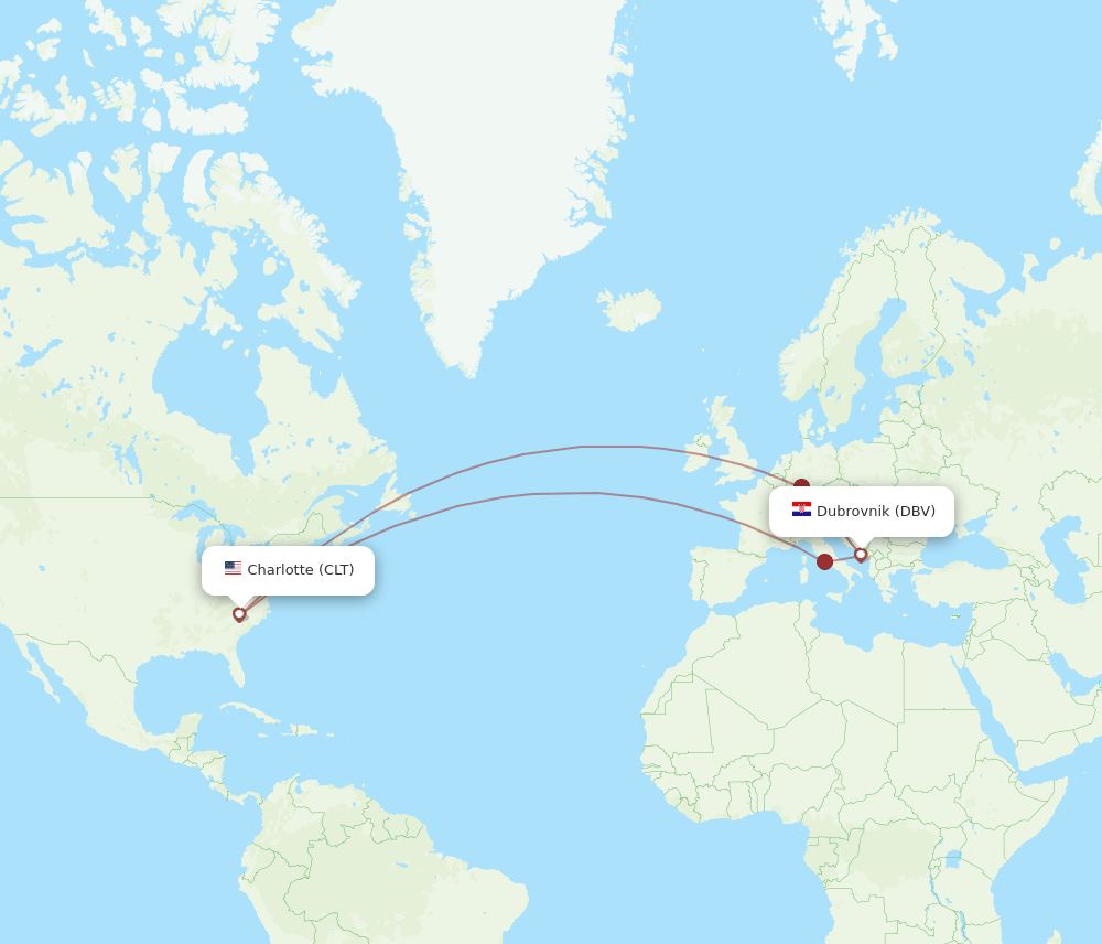 DBV-CLT flight routes