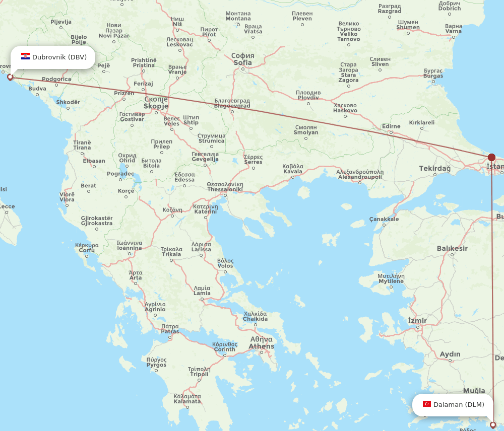 DBV-DLM flight routes