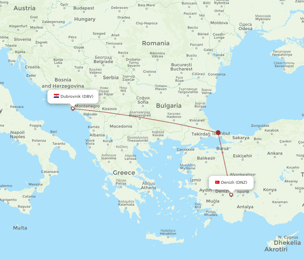 DBV-DNZ flight routes