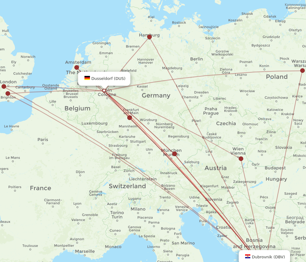 DBV-DUS flight routes