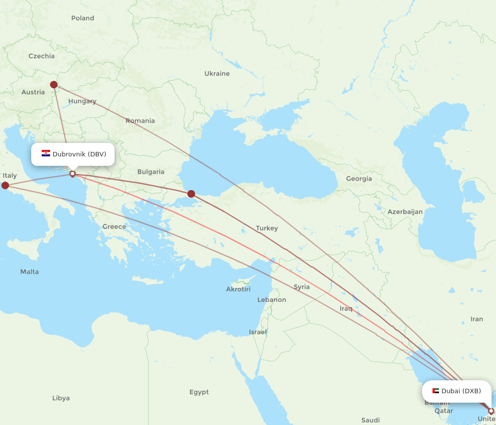 DBV-DXB flight routes