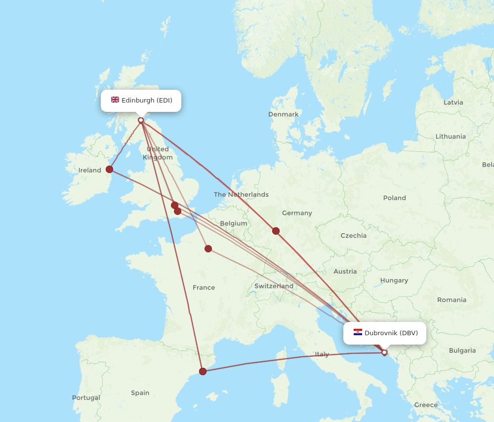 DBV-EDI flight routes