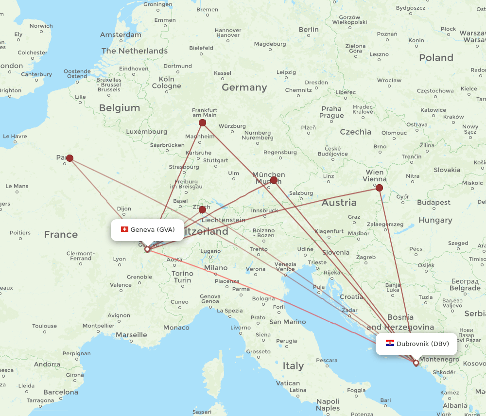 DBV-GVA flight routes