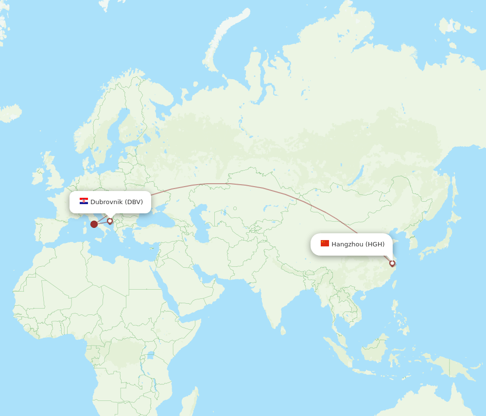 HGH to DBV flights and routes map