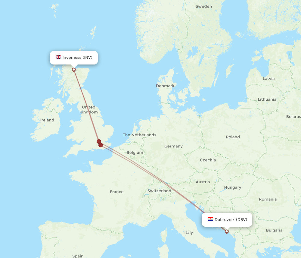 DBV-INV flight routes