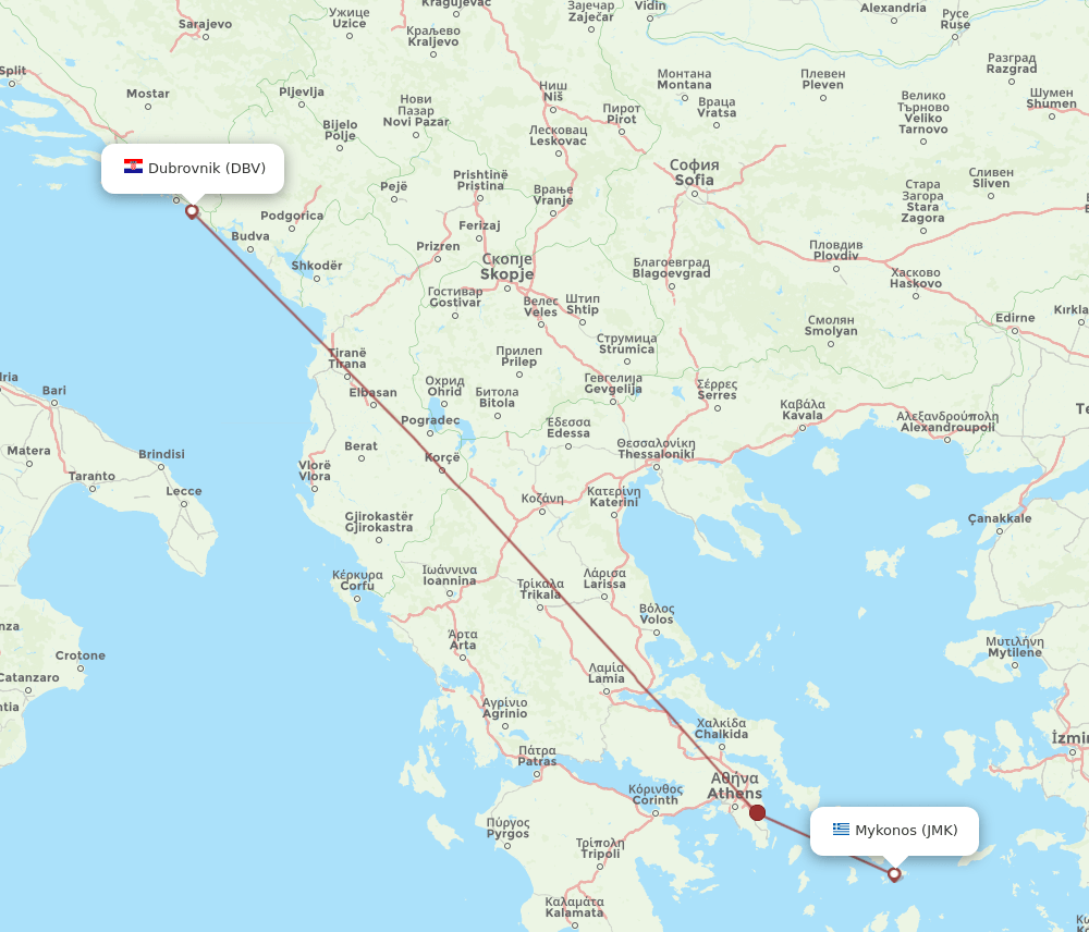 DBV-JMK flight routes