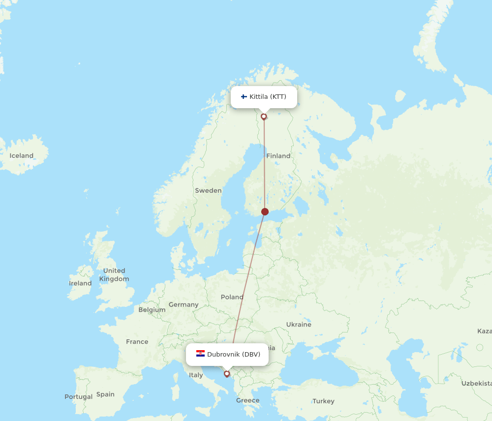 DBV-KTT flight routes