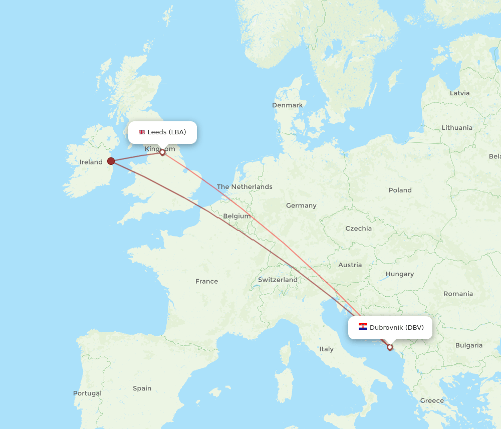 DBV-LBA flight routes