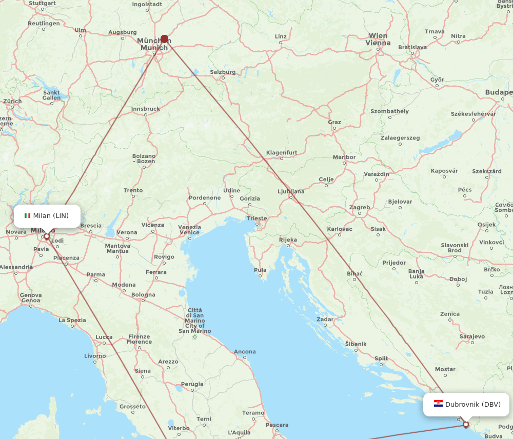 DBV-LIN flight routes