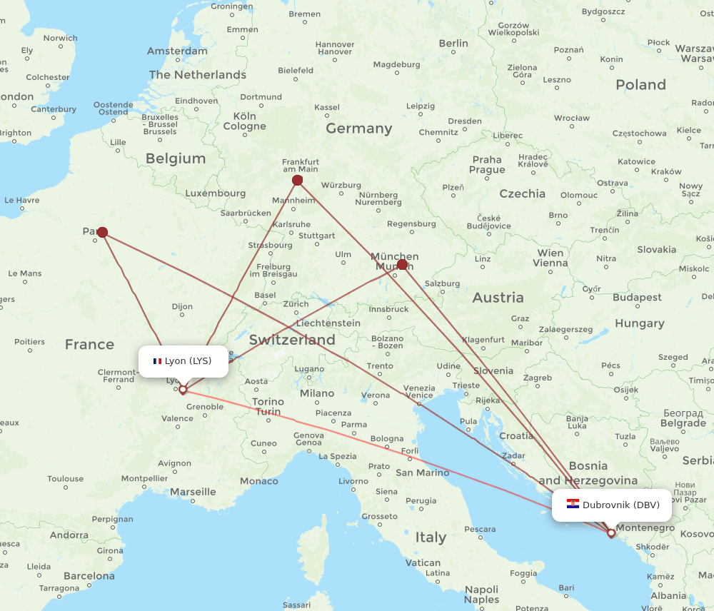 DBV-LYS flight routes