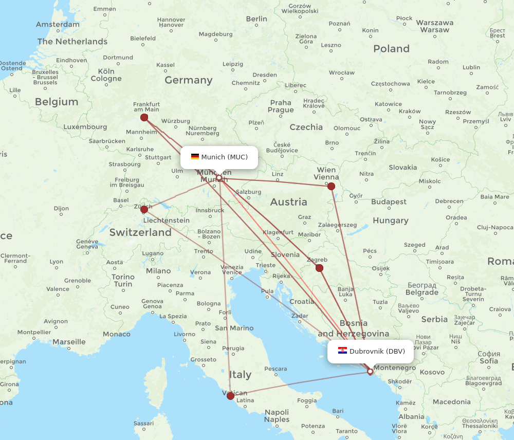 DBV-MUC flight routes