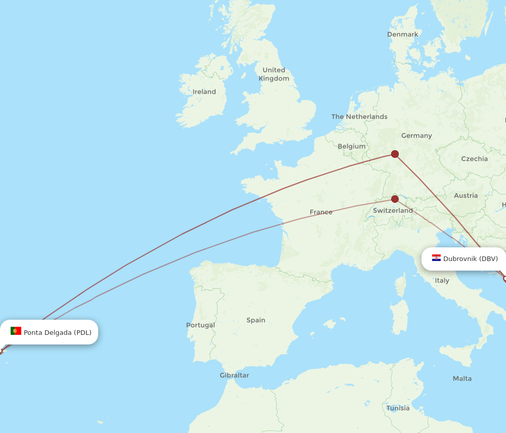 DBV-PDL flight routes