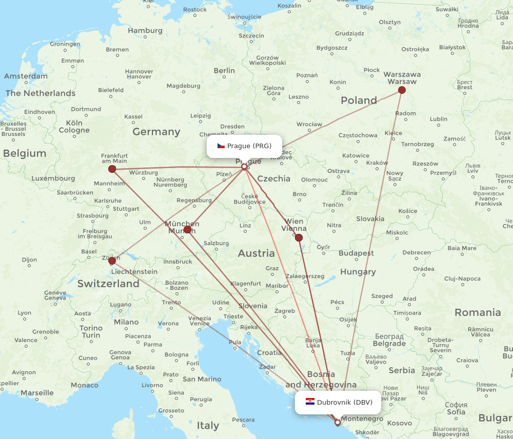 DBV-PRG flight routes