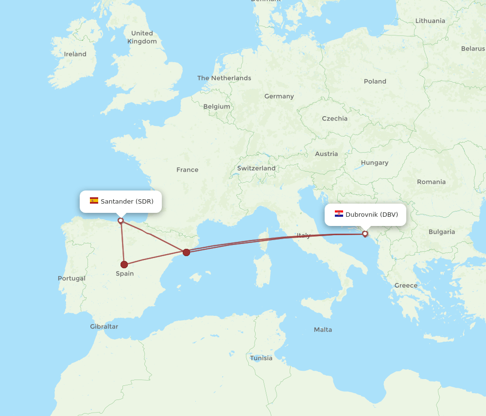 DBV-SDR flight routes