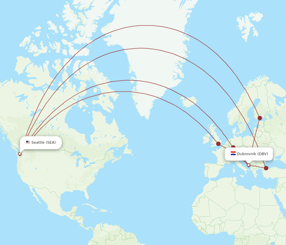 DBV-SEA flight routes