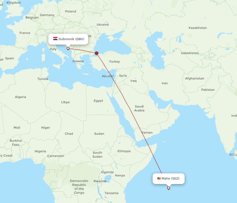 DBV-SEZ flight routes