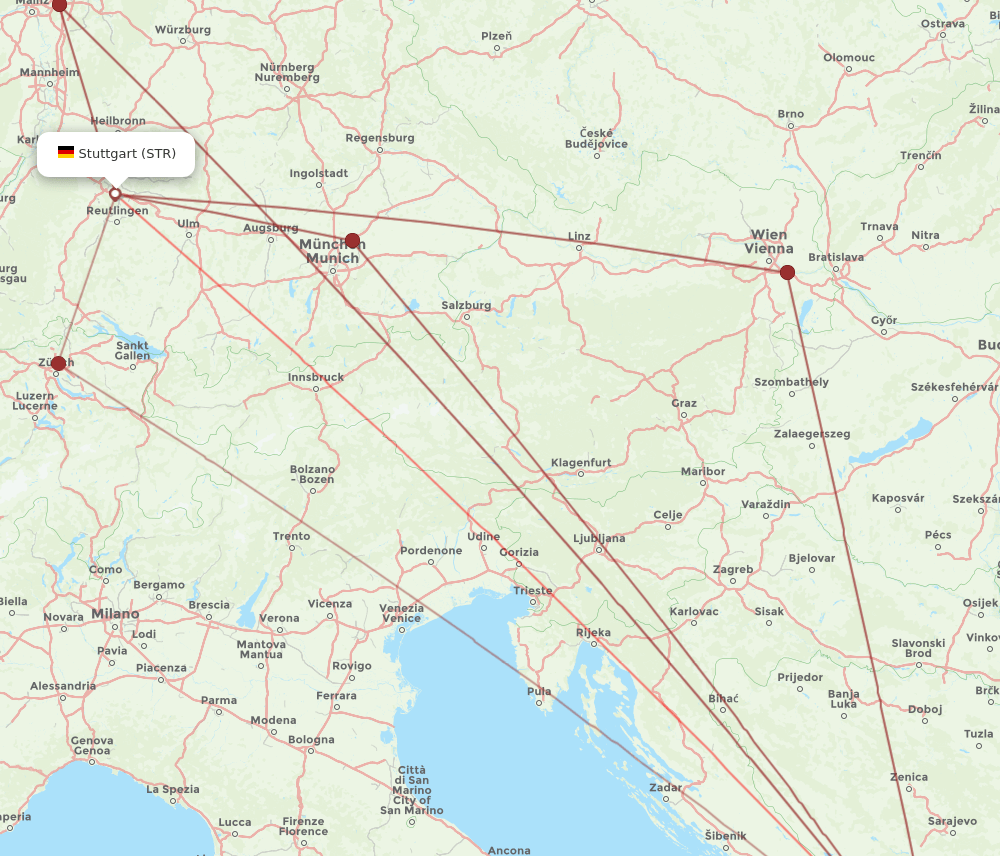 DBV to STR flights and routes map