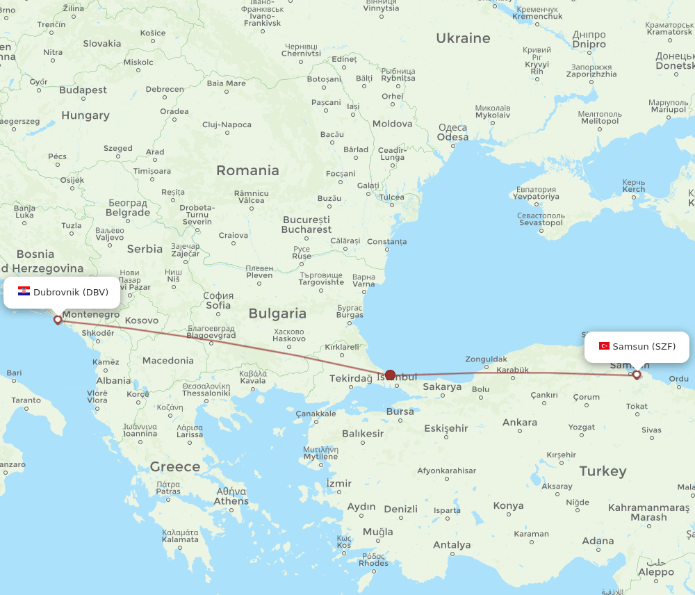 DBV-SZF flight routes