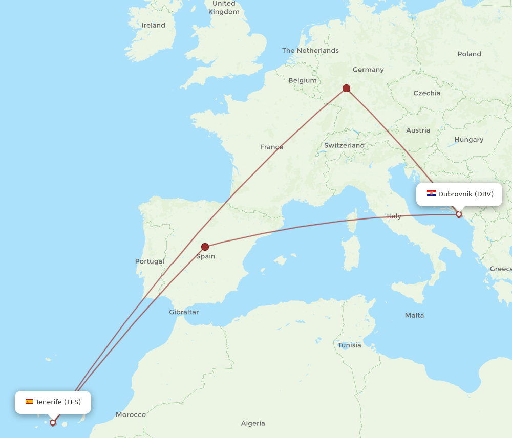 DBV-TFS flight routes