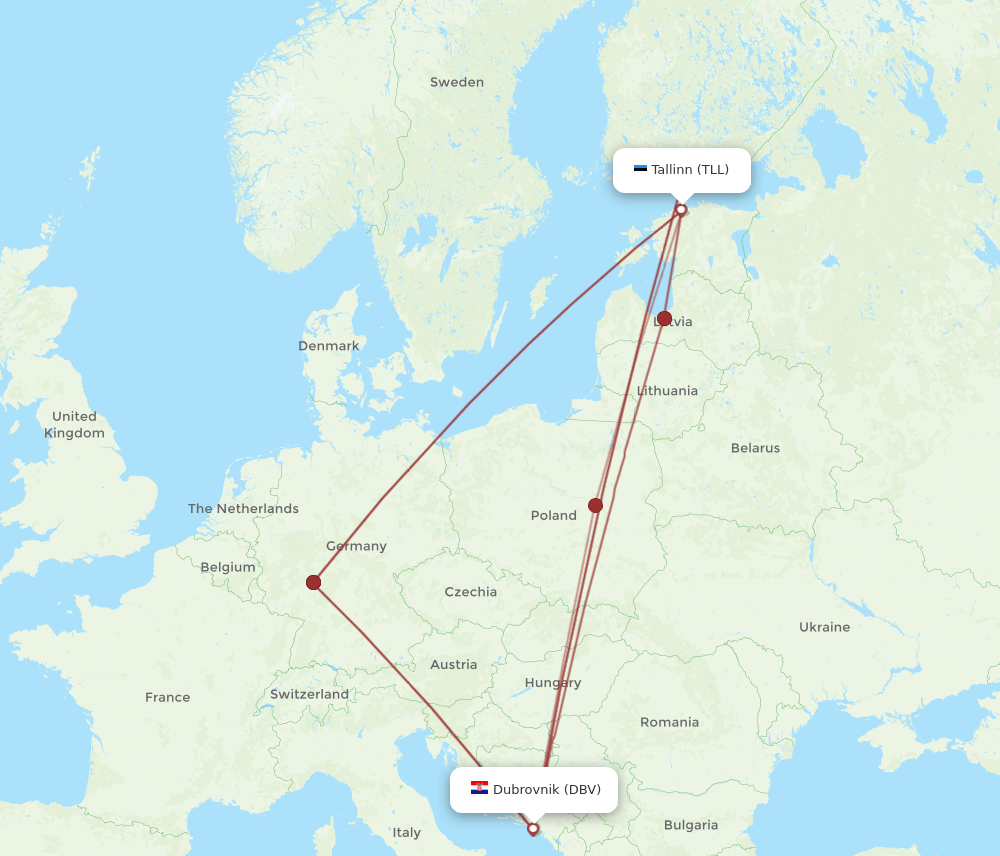 DBV-TLL flight routes