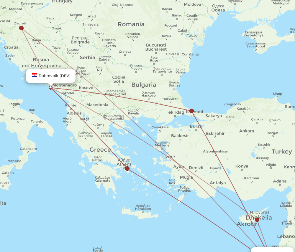 DBV-TLV flight routes