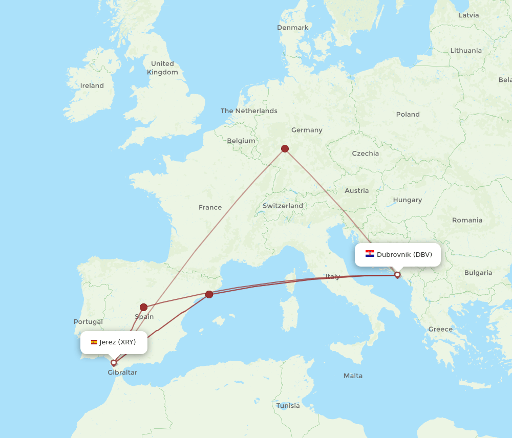 DBV-XRY flight routes