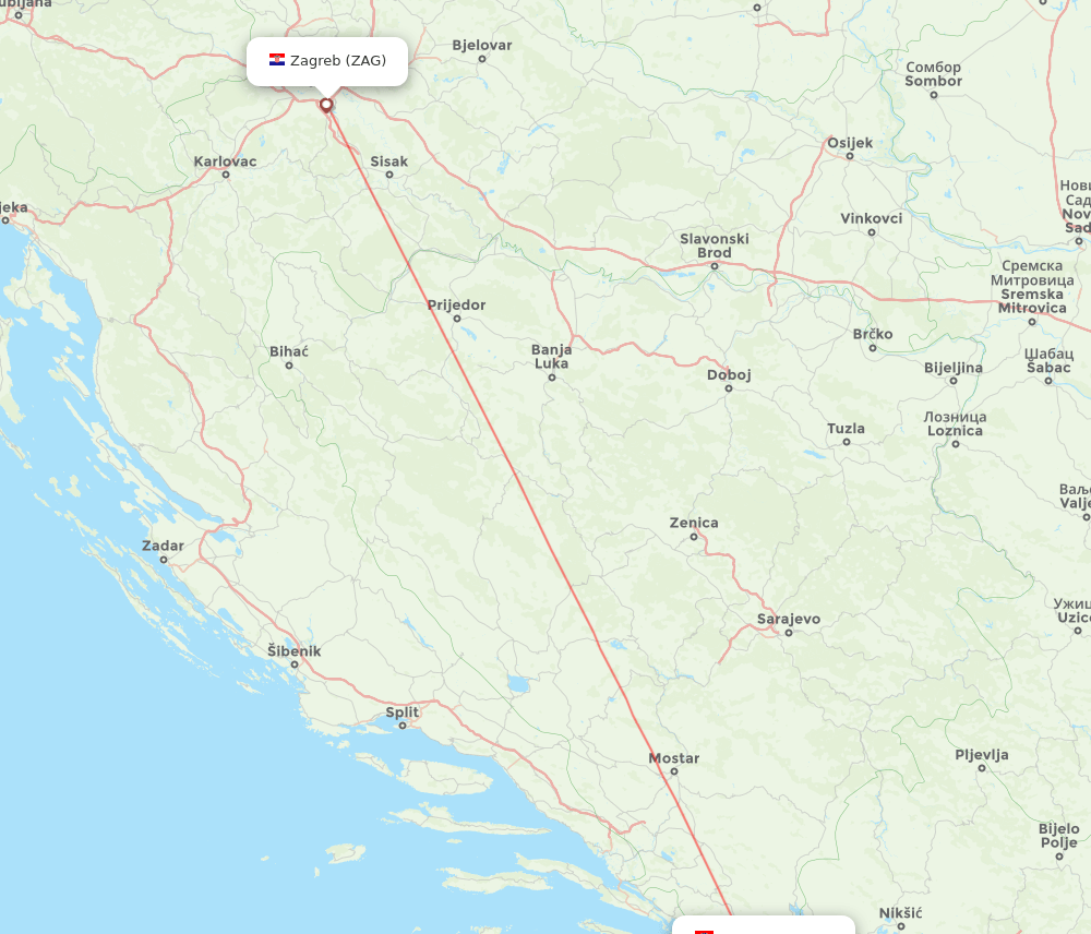 DBV-ZAG flight routes