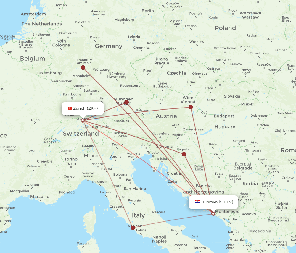 DBV-ZRH flight routes