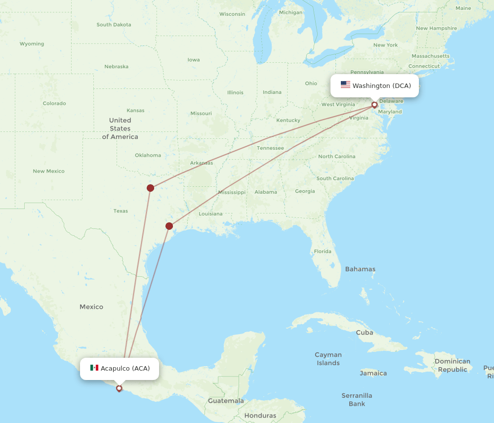 DCA-ACA flight routes