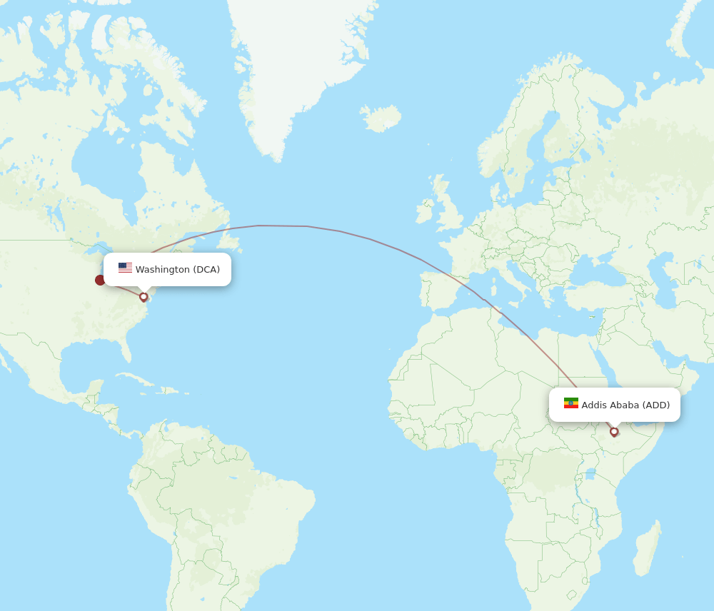 ADD to DCA flights and routes map