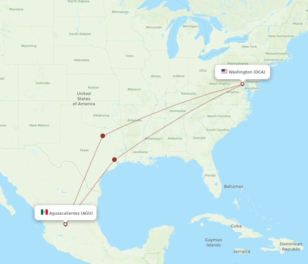 DCA-AGU flight routes