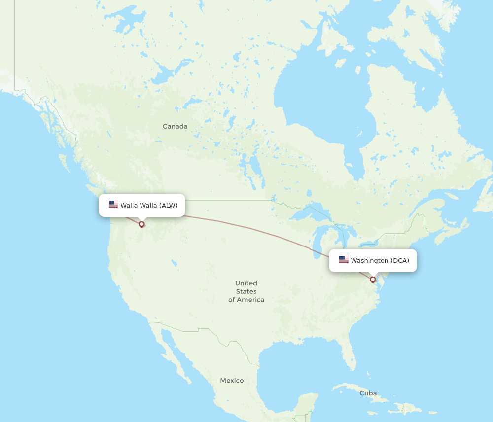 DCA-ALW flight routes