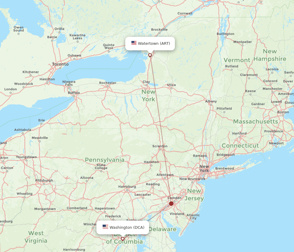 DCA-ART flight routes