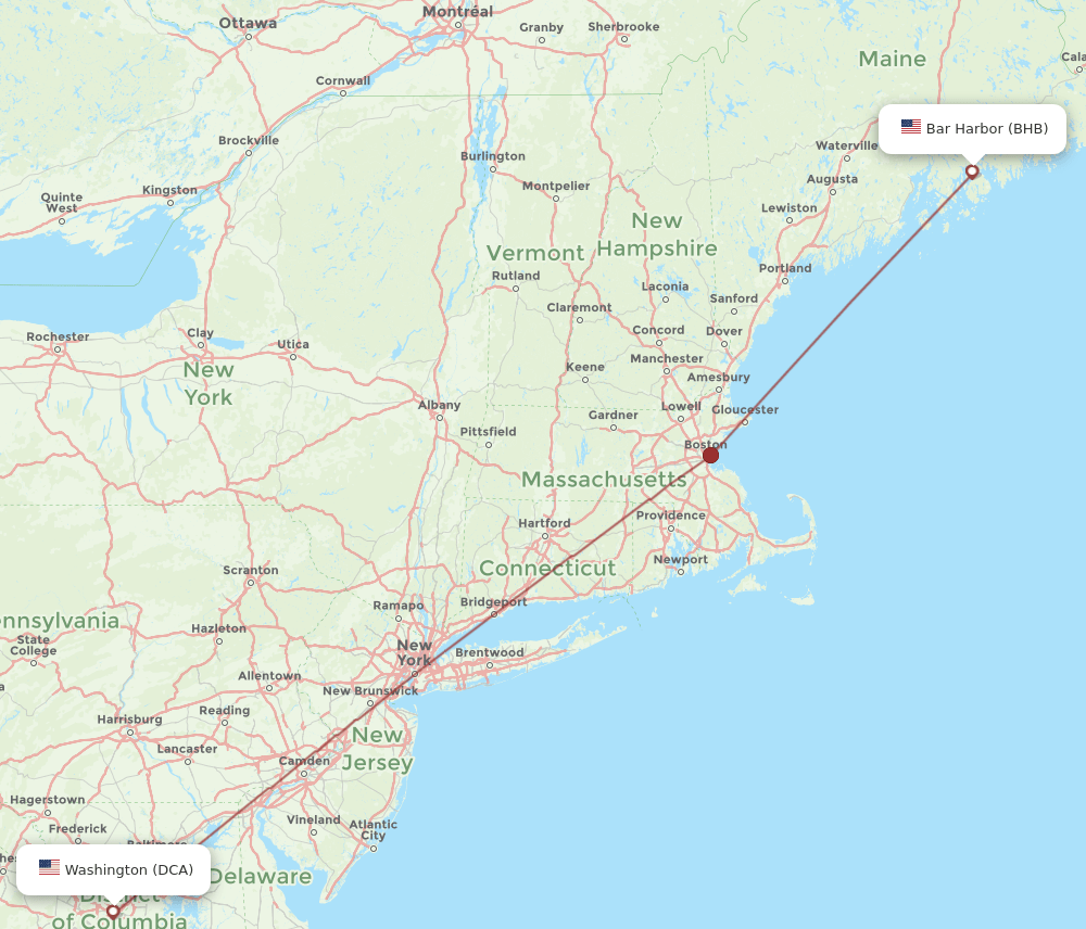 DCA-BHB flight routes