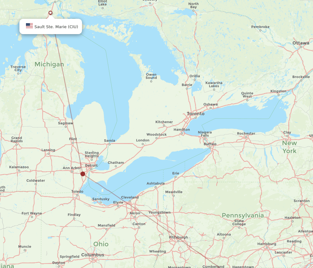 DCA-CIU flight routes