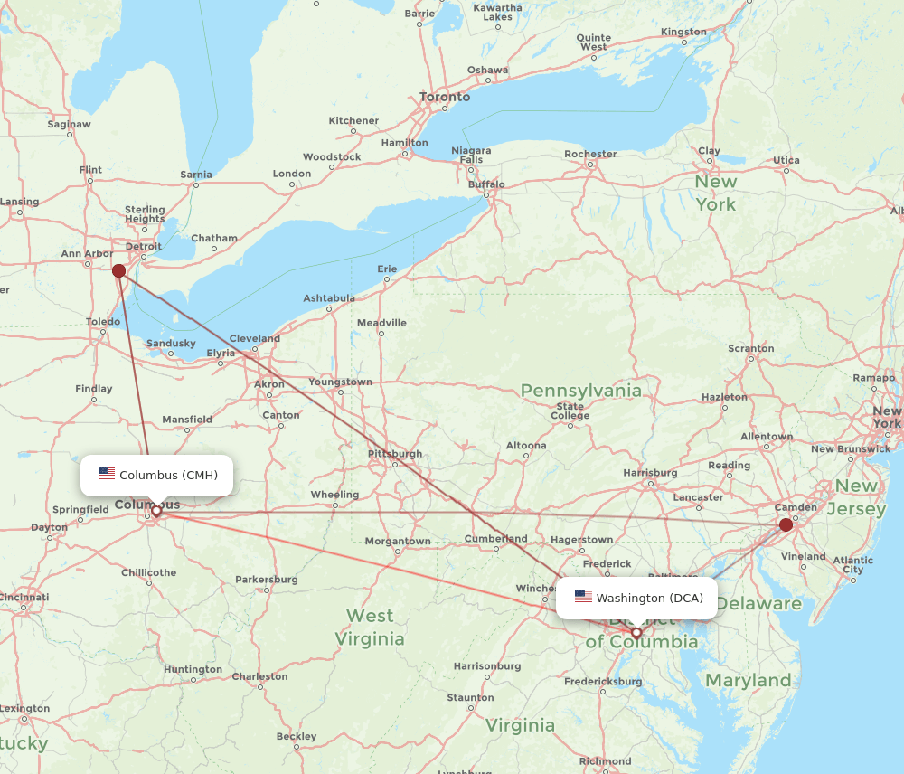 DCA-CMH flight routes