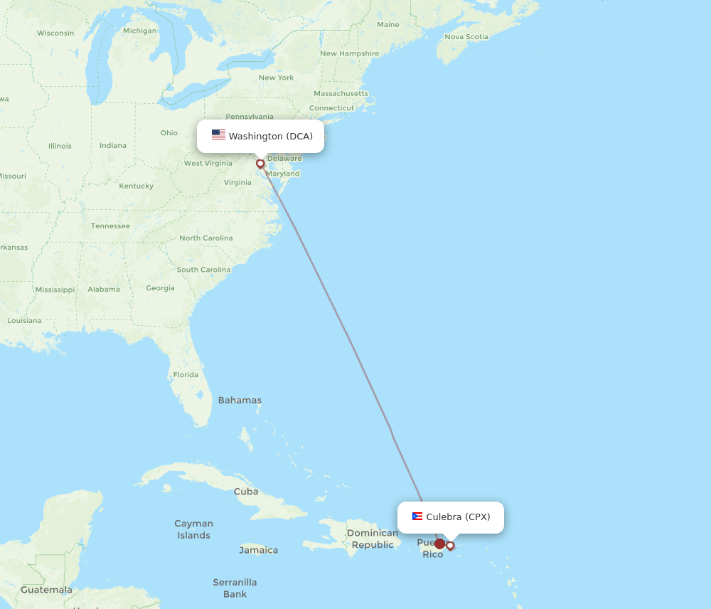 DCA-CPX flight routes