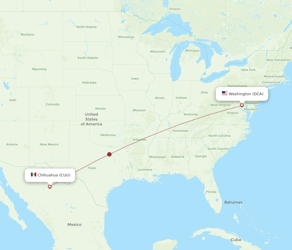 DCA-CUU flight routes