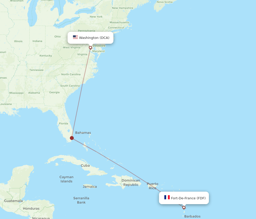 DCA-FDF flight routes